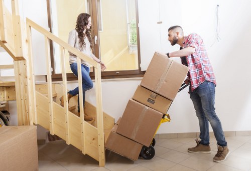 Office equipment being prepared for a commercial relocation